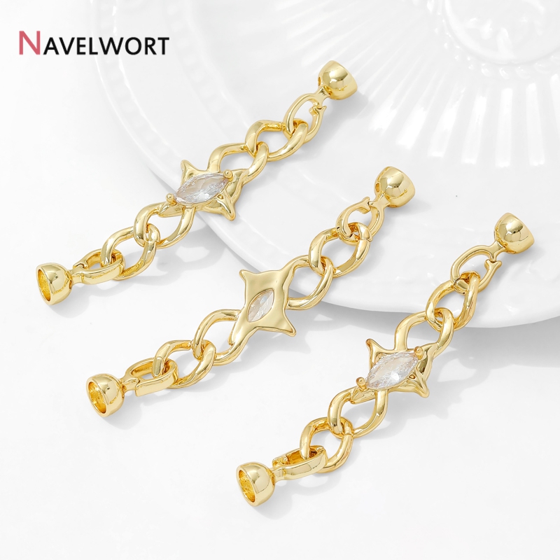 Jewelry Making Chain - 14K Altın Kaplama Pirinç Zirkon Bağlayıcı